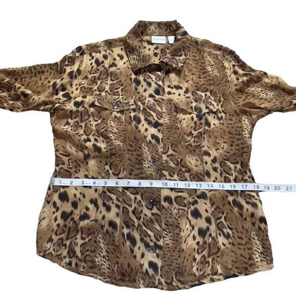Chico’s Animal Print 💯% Silk Top Sz 1 (M) - Picture 9 of 15